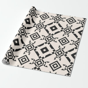 Moderne ethnische Ornamente. Vintages Schwarz-Weiß Geschenkpapier
