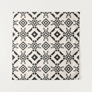 Moderne ethnische Ornamente. Vintages Schwarz-Weiß Wandteppich