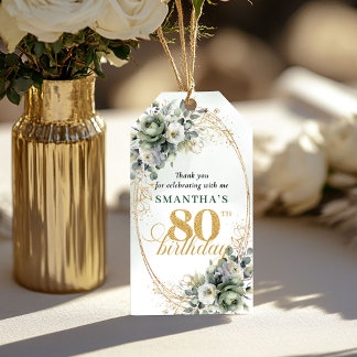 Moderne Etikette für den 80. Geburtstag mit Eukaly Geschenkanhänger