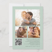 Moderne Eucalyptus 3 Fotos QR Code Script Hochzeit Einladung (Rückseite)