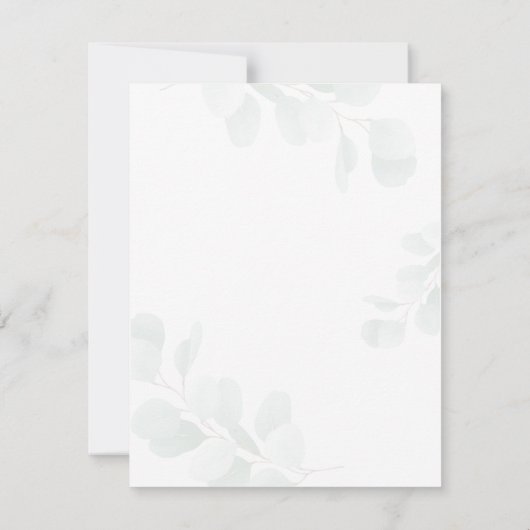 Moderne Eucalyptus Couples Baby Duschbären Foliage Einladung (Rückseite)