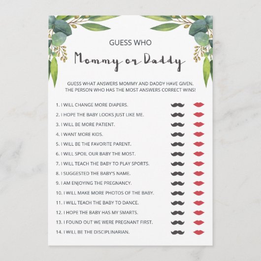 Moderne Eucalyptus Couples Dusche Mommy oder Daddy (Vorderseite)