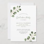 Moderne eucalyptus Multi-Foto Graduierungsparty Einladung (Vorderseite)
