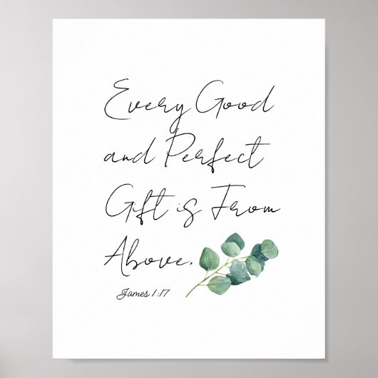 Moderne Eucalyptus Scripture Art Baby Girl Kinderz Poster (Vorne)