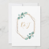 Moderne Eucalyptus Watercolor Gold Script Wedding Einladung (Rückseite)