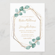 Moderne Eucalyptus Watercolor Gold Script Wedding 