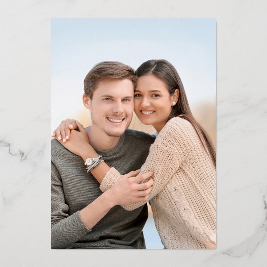 Moderne Eucalytpus Ampersand Foto Wedding Gold Folieneinladung (Rückseite)