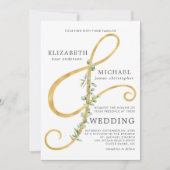 Moderne Eukalyptus Ampersand einfache Foto Hochzei Einladung (Vorderseite)