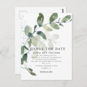 Moderne Eukalyptus ändern die Ankündigung Postkarte (Vorne/Hinten)