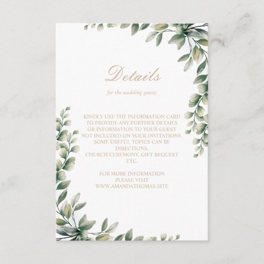 Moderne Eukalyptus-Blätter Begleitkarte (Vorderseite)