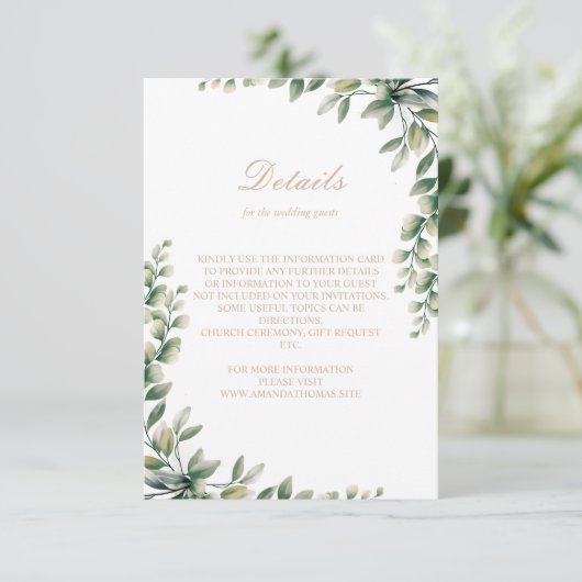 Moderne Eukalyptus-Blätter Begleitkarte (Stehend Vorderseite)