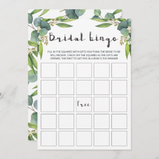 Moderne Eukalyptus-Blätter Bridal-Bingo-Karten