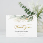 Moderne Eukalyptus Blätter Goldhochzeit vielen Dan Dankeskarte (Stehend Vorderseite)