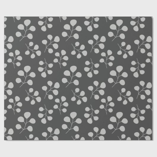 Moderne Eukalyptus-Blätter grau und schwarz Geschenkpapier (Flach)