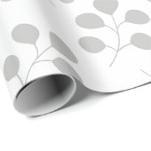 Moderne Eukalyptus-Blätter grau und weiß Geschenkpapier (Rolleneckpunkt)