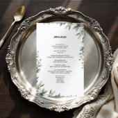 Moderne Eukalyptus-Blätter Hochzeitsmenü