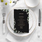 Moderne Eukalyptus-Blätter Hochzeitsmenü