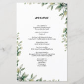 Moderne Eukalyptus-Blätter Hochzeitsmenü (Vorderseite)