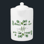 Moderne Eukalyptus-Blätter Monogramm Name Tee Part<br><div class="desc">Moderne Eukalyptus Blätter Teezeremonie auf dem Party Teezeremonie</div>