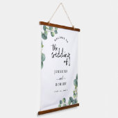 Moderne Eukalyptus-Blätter Rustikale Hochzeit Will Wandteppich Mit Holzrahmen (Gewinkelt)