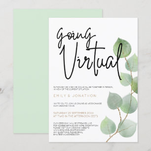 Moderne Eukalyptus-Blätter Skript Virtual Wedding Einladung