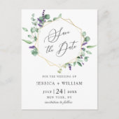 Moderne Eukalyptus-Blumenhochzeit rettet das Datum Postkarte (Vorderseite)