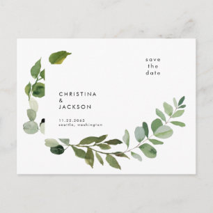 Moderne Eukalyptus-Botanische Hochzeit Sichern Sie Postkarte