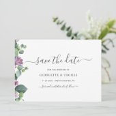 Moderne Eukalyptus Botanische Schrift Save The Date (Stehend Vorderseite)