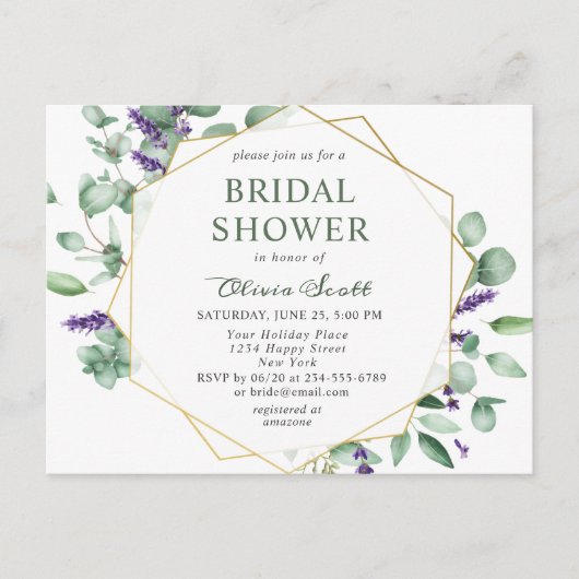 Moderne Eukalyptus Bridal Dusche Einladungskarte (Vorderseite)