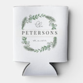 Moderne Eukalyptus Cotton Pine Green Wreath Weddin Dosenkühler (Vorderseite)