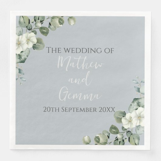 Moderne Eukalyptus-Design-Hochzeit Serviette (Vorderseite)