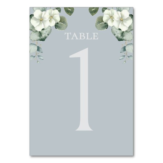 Moderne Eukalyptus-Design-Hochzeit Tischnummer (Rückseite)