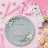 Moderne Eukalyptus Design Wedding 22,9 cm Pappteller (Party)