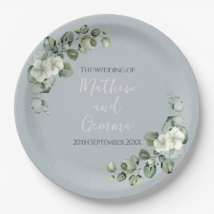 Moderne Eukalyptus Design Wedding 22,9 cm Pappteller