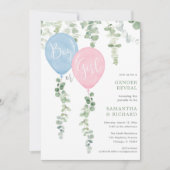 Moderne Eukalyptus, einfache Ballon-Geschlecht Einladung (Vorderseite)