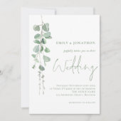 Moderne Eukalyptus Elegante Sage Script Wedding Einladung (Vorderseite)