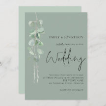 Moderne Eukalyptus Elegante Script Dark Sage Weddi