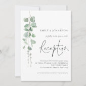 Moderne Eukalyptus Elegante Script Hochzeitsempfeh Einladung (Vorderseite)