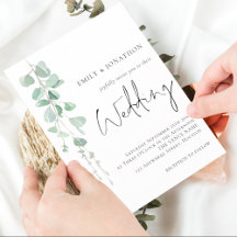 Moderne Eukalyptus Elegante Script Wedding