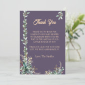 Moderne Eukalyptus florale Babydusche Danke Einladung (Stehend Vorderseite)