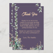 Moderne Eukalyptus florale Babydusche Danke Einladung (Vorne/Hinten)