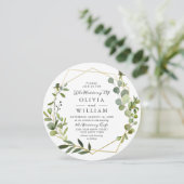 Moderne Eukalyptus Foliage Geometric Frame Wedding Einladung (Stehend Vorderseite)