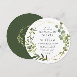 Moderne Eukalyptus Foliage Geometric Frame Wedding Einladung