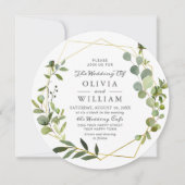 Moderne Eukalyptus Foliage Geometric Frame Wedding Einladung (Vorderseite)