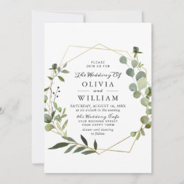 Moderne Eukalyptus Foliage Geometric Frame Wedding Einladung