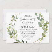 Moderne Eukalyptus Foliage Geometric Frame Wedding Einladung (Vorderseite)