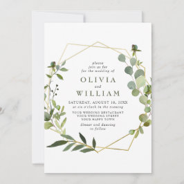 Moderne Eukalyptus Foliage Geometric Frame Wedding Einladung