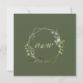 Moderne Eukalyptus Foliage Geometric Frame Wedding Einladung (Rückseite)