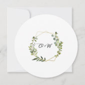 Moderne Eukalyptus Foliage Geometric Frame Wedding Einladung (Rückseite)
