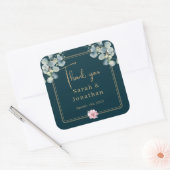 Moderne Eukalyptus Foliage Vielen Dank für Ihre Li Quadratischer Aufkleber (Umschlag)